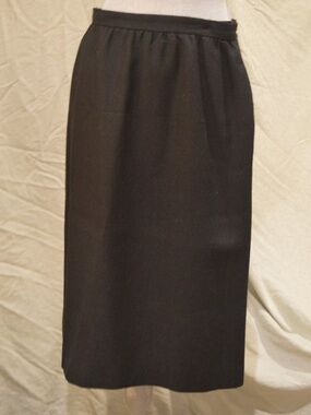 Vintage Gentry Black Midi Skirt Wrap Front Career Office Minimalist